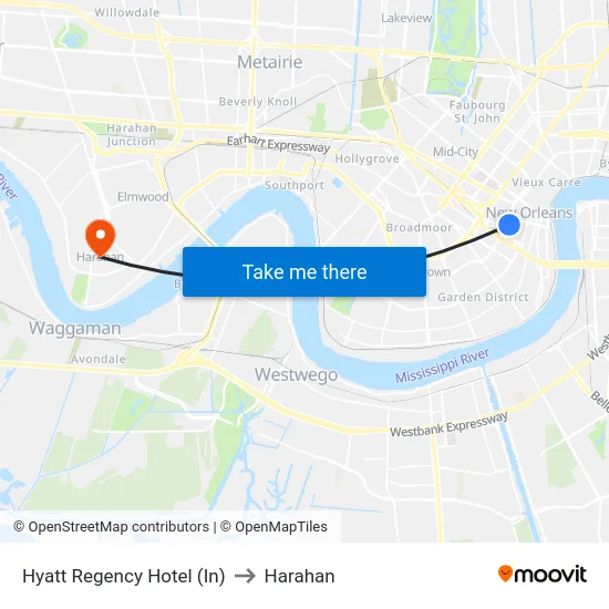 Hyatt Regency Hotel (In) to Harahan map