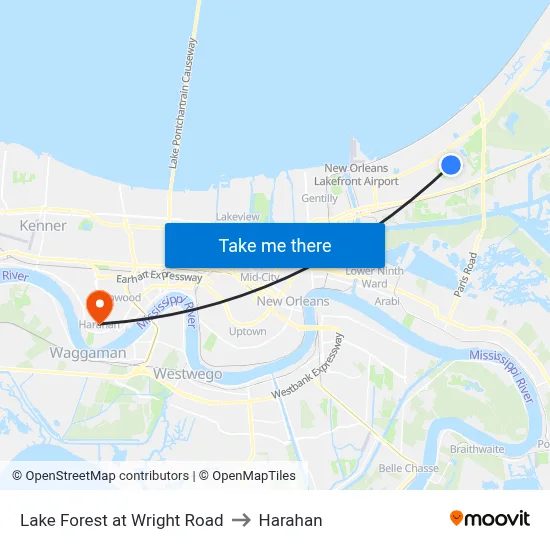 Lake Forest at Wright Road to Harahan map