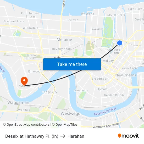 Desaix at Hathaway Pl. (In) to Harahan map