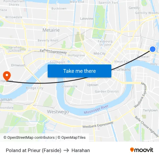 Poland at Prieur (Farside) to Harahan map