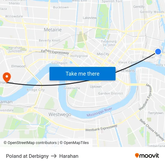 Poland at Derbigny to Harahan map
