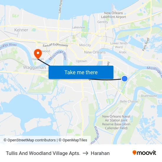 Tullis And Woodland Village Apts. to Harahan map