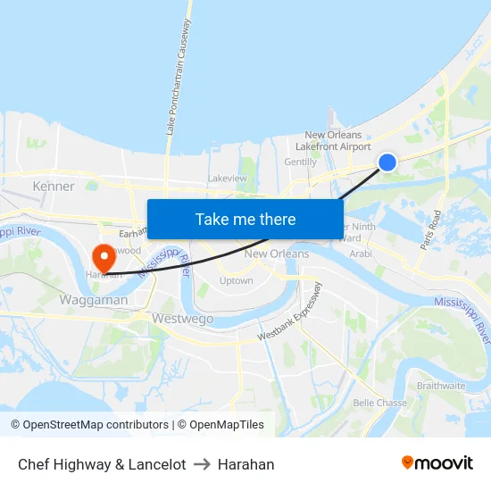 Chef Highway & Lancelot to Harahan map