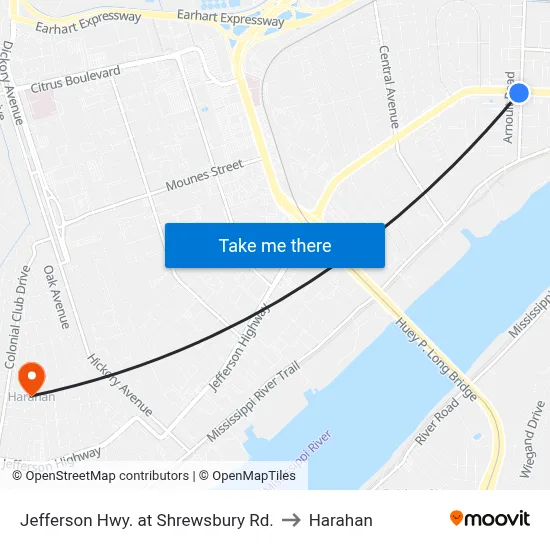 Jefferson Hwy. at Shrewsbury Rd. to Harahan map
