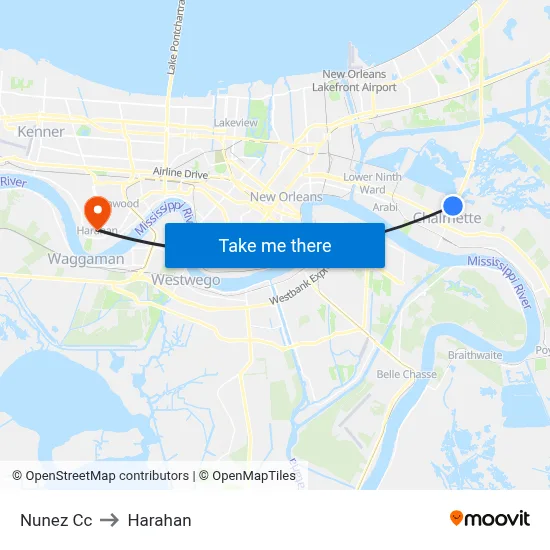 Nunez Cc to Harahan map