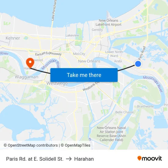 Paris Rd. at E. Solidell St. to Harahan map