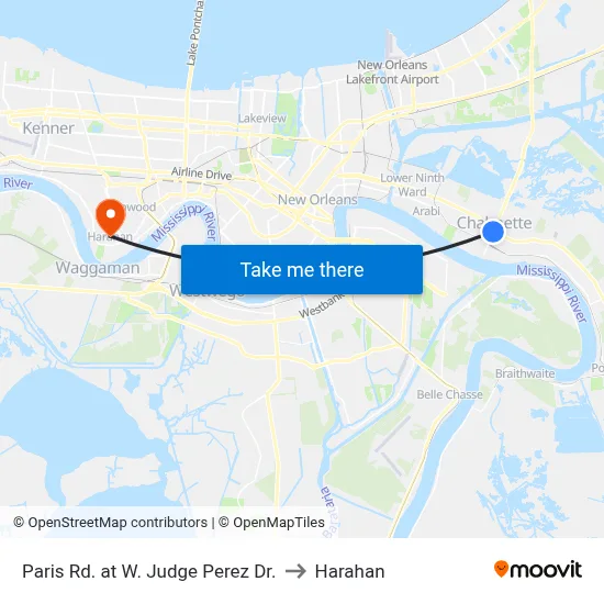 Paris Rd. at W. Judge Perez Dr. to Harahan map