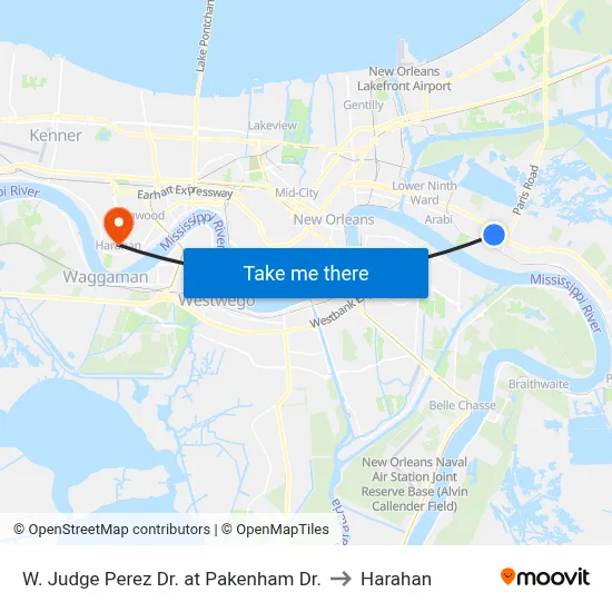W. Judge Perez Dr. at Pakenham Dr. to Harahan map