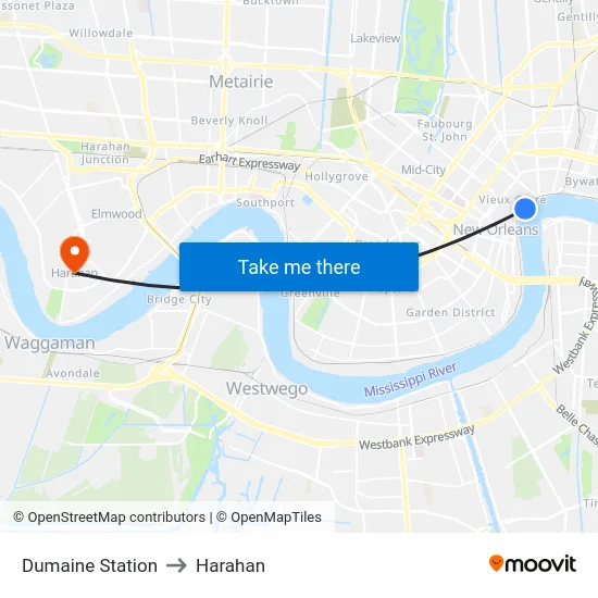 Dumaine Station to Harahan map