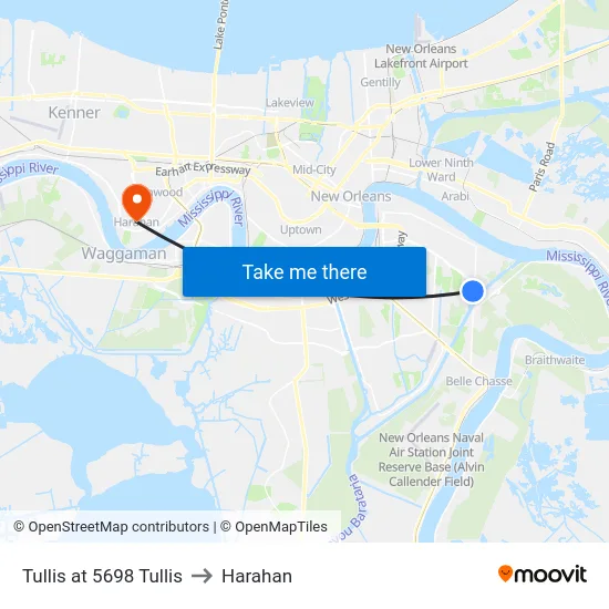 Tullis at 5698 Tullis to Harahan map