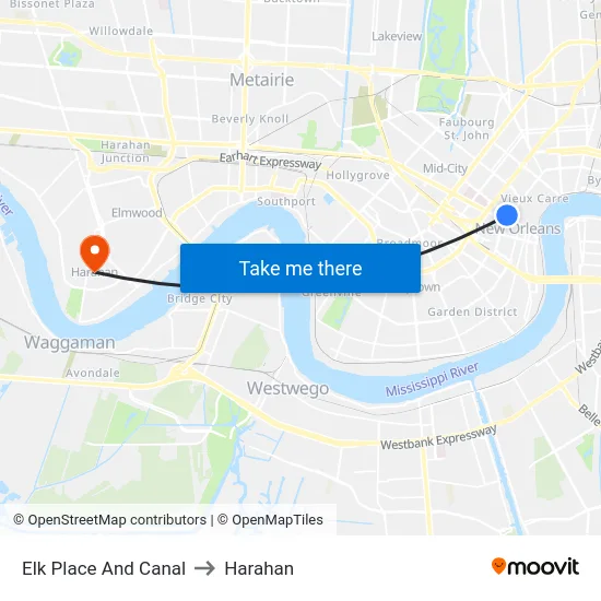 Elk Place And Canal to Harahan map