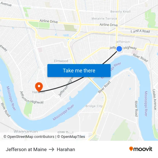 Jefferson at Maine to Harahan map