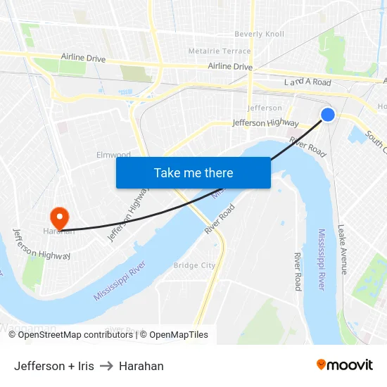 Jefferson + Iris to Harahan map