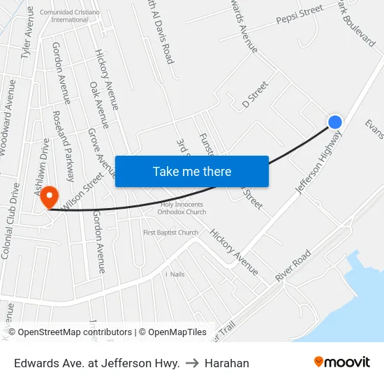 Edwards Ave. at Jefferson Hwy. to Harahan map