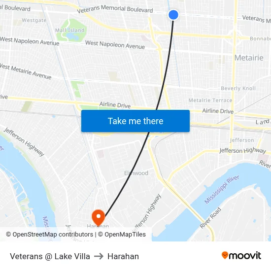 Veterans @ Lake Villa to Harahan map