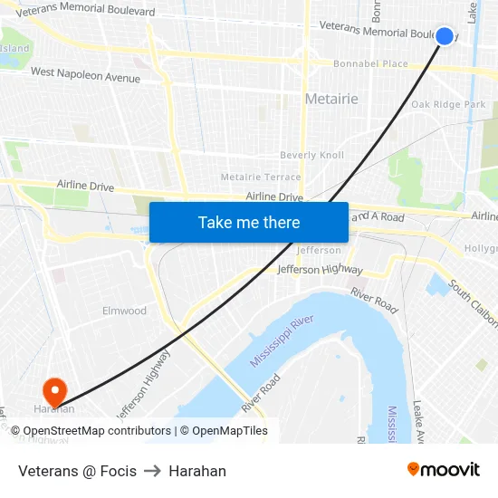 Veterans @ Focis to Harahan map