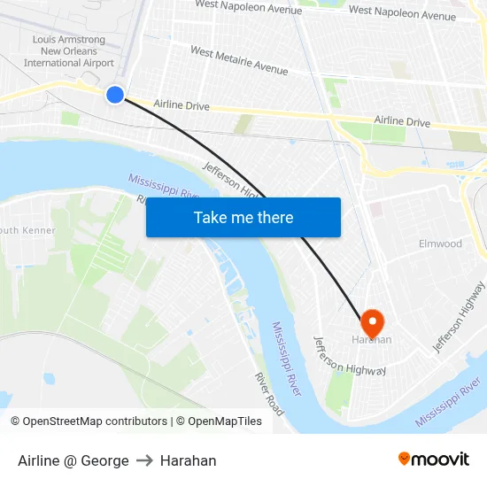 Airline @ George to Harahan map