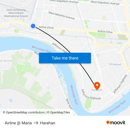 Airline @ Maria to Harahan map
