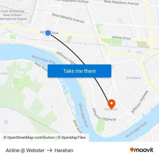 Airline @ Webster to Harahan map