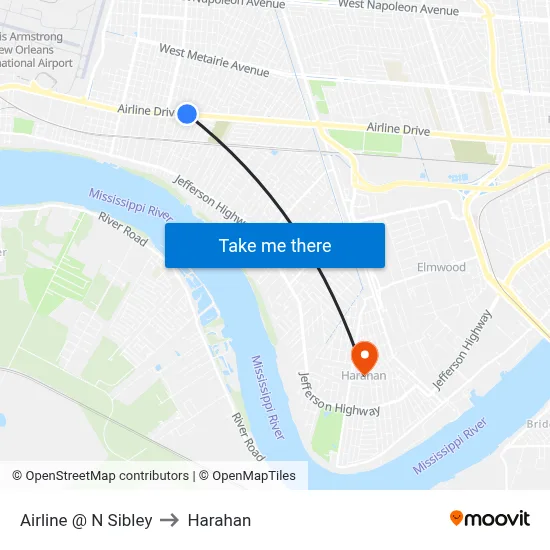 Airline @ N Sibley to Harahan map