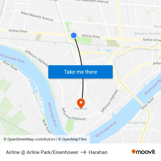 Airline @ Arline Park/Eisenhower to Harahan map