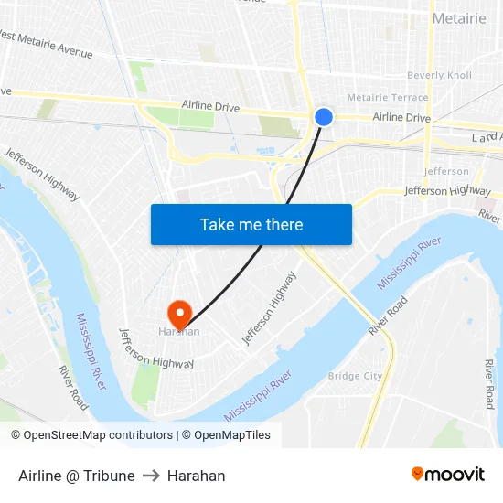 Airline @ Tribune to Harahan map
