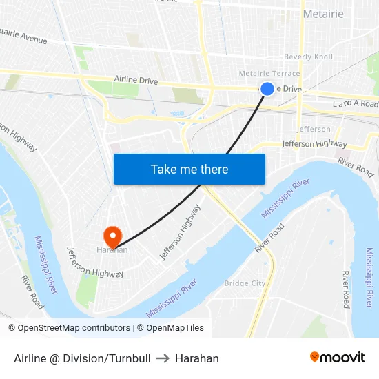 Airline @ Division/Turnbull to Harahan map