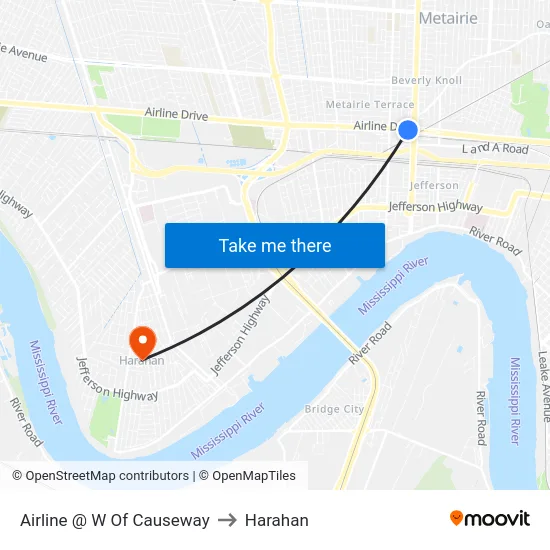 Airline @ W Of Causeway to Harahan map