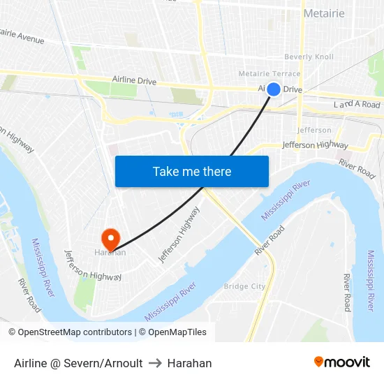 Airline @ Severn/Arnoult to Harahan map