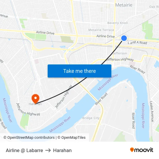Airline @ Labarre to Harahan map