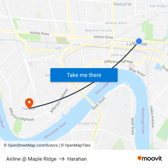 Airline @ Maple Ridge to Harahan map