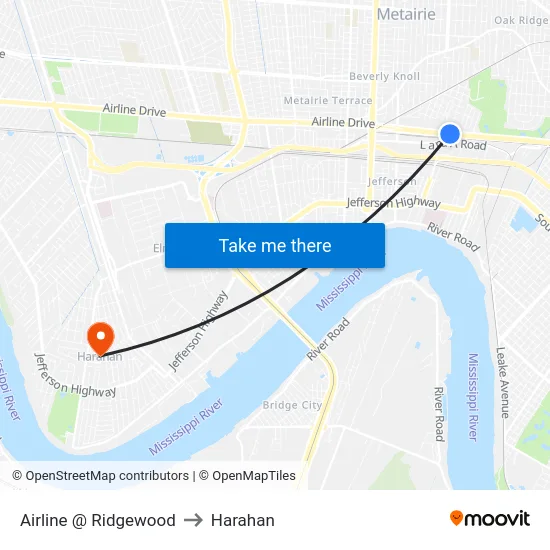 Airline @ Ridgewood to Harahan map
