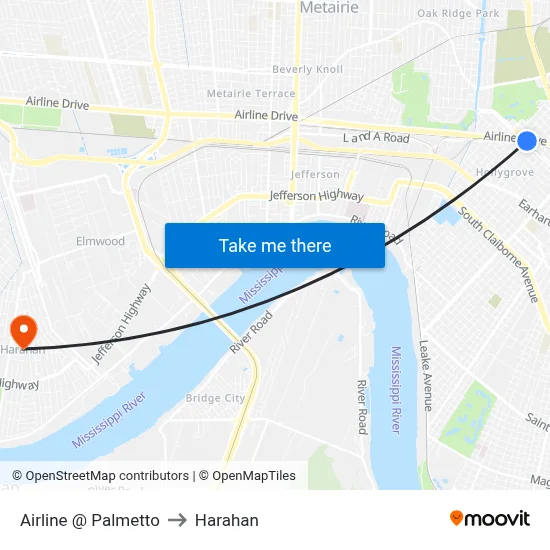 Airline @ Palmetto to Harahan map