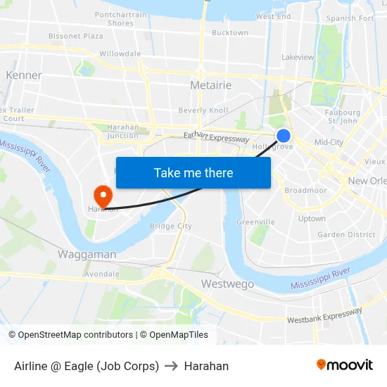 Airline @ Eagle (Job Corps) to Harahan map