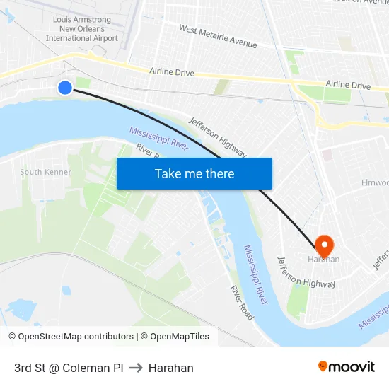 3rd St @ Coleman Pl to Harahan map