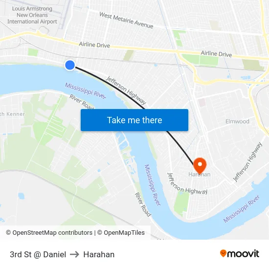 3rd St @ Daniel to Harahan map