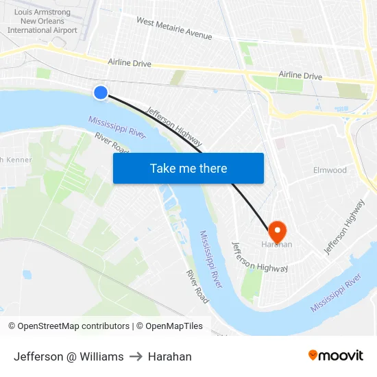 Jefferson @ Williams to Harahan map