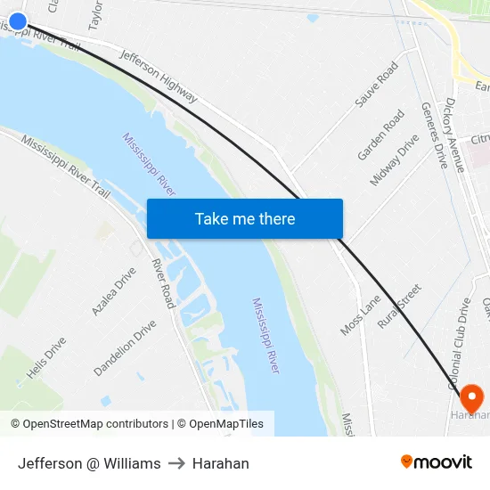 Jefferson @ Williams to Harahan map