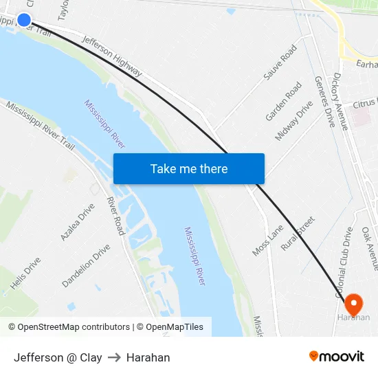 Jefferson @ Clay to Harahan map