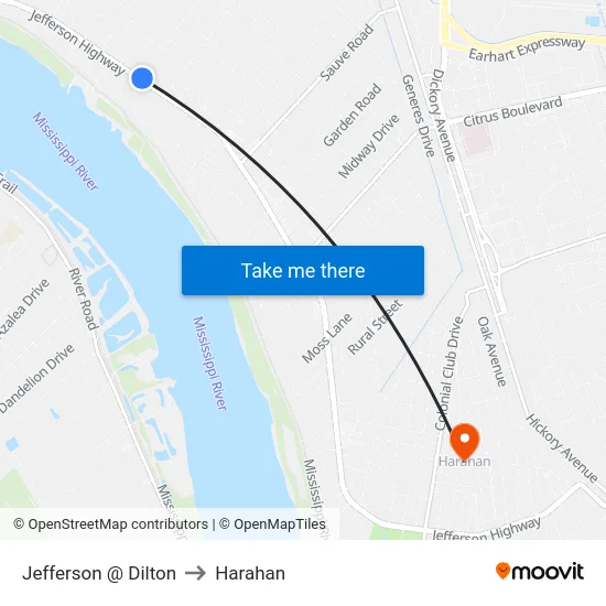 Jefferson @ Dilton to Harahan map