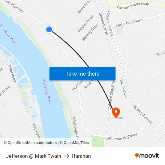 Jefferson @ Mark Twain to Harahan map