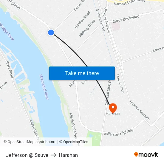 Jefferson @ Sauve to Harahan map