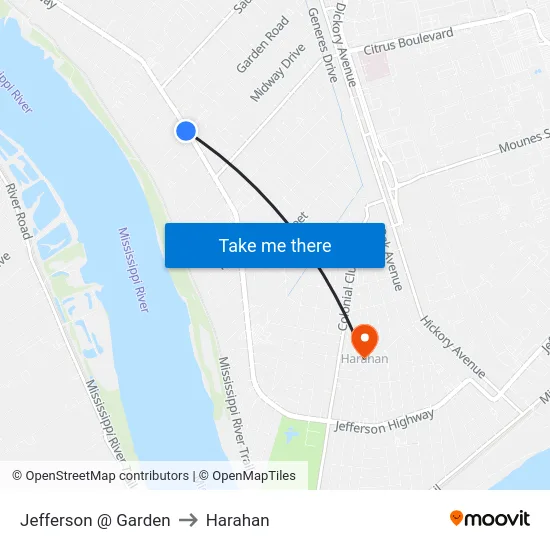 Jefferson @ Garden to Harahan map
