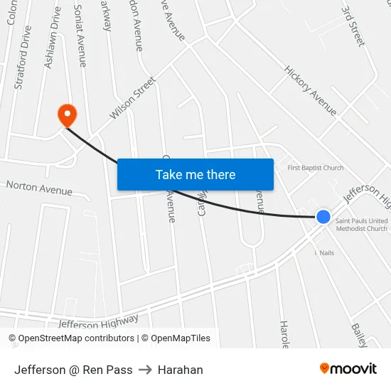 Jefferson @ Ren Pass to Harahan map