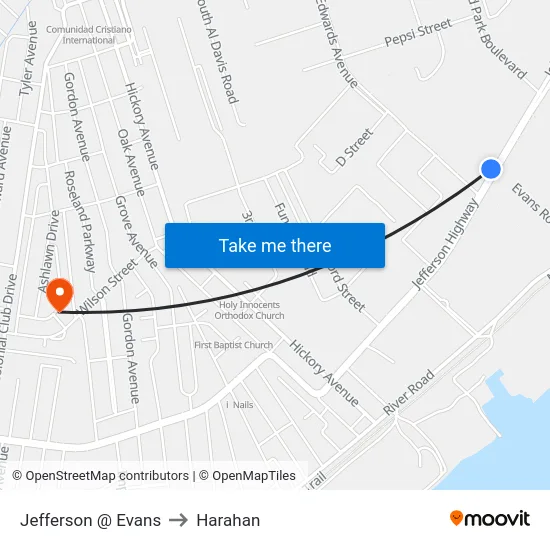 Jefferson @ Evans to Harahan map