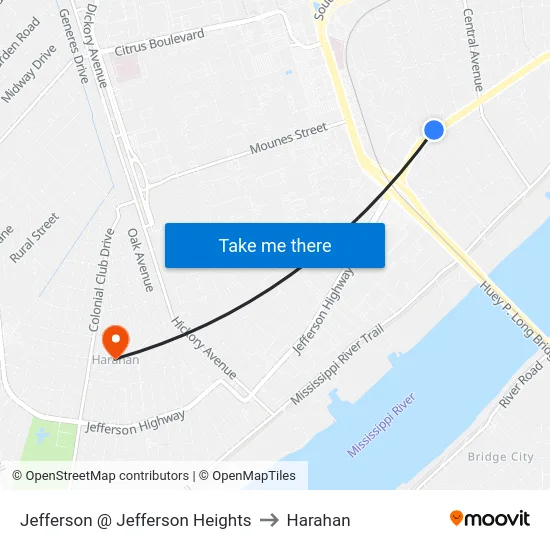 Jefferson @ Jefferson Heights to Harahan map