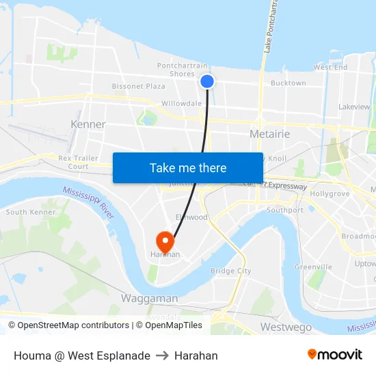 Houma @ West Esplanade to Harahan map