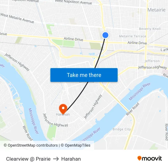 Clearview @ Prairie to Harahan map