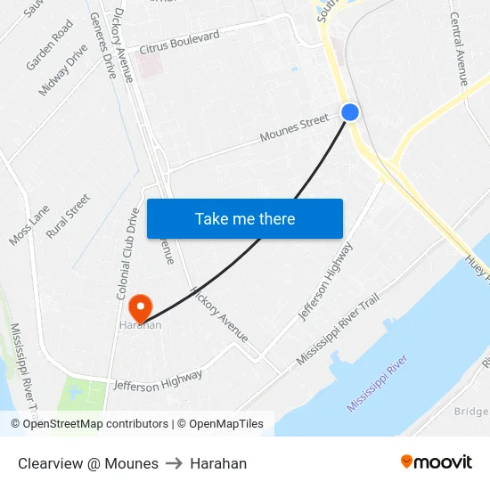 Clearview @ Mounes to Harahan map