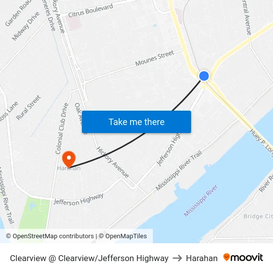 Clearview @ Clearview/Jefferson Highway to Harahan map